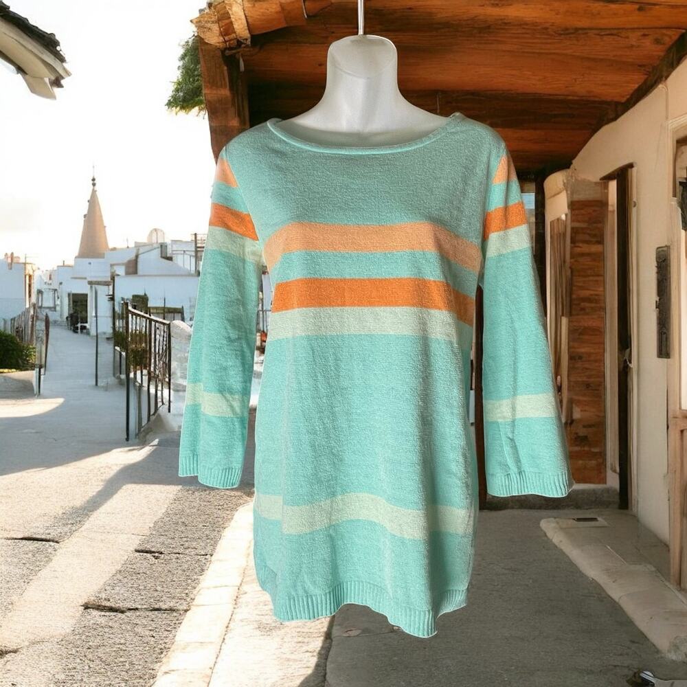 SOFT SURROUNDINGS Zofia Chenille Striped Boatneck Sweater Sz Small Coastal Warm